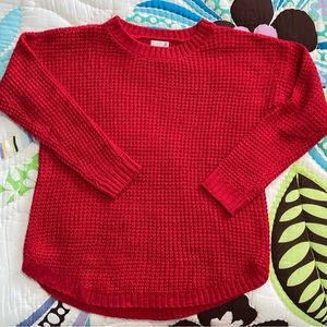 Red Waffle-Knit Sweater